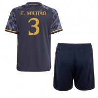 Real Madrid Eder Militao #3 Bortatröja Barn 2023-24 Kortärmad (+ Korta byxor)